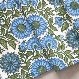 Indian handicraft printed table cover blue and green