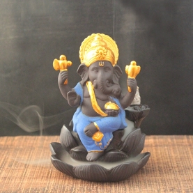 Terracotta backflow incense burner Ganesh