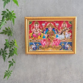 Hindu gods frame Lakshmi Saraswati and Ganesha