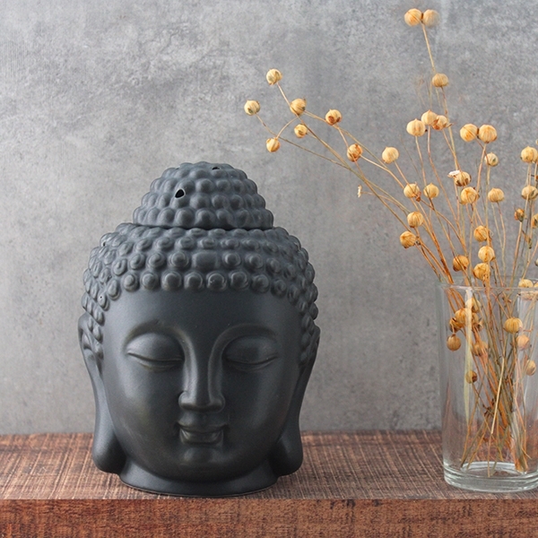 Black ceramic Buddha essential oil burner