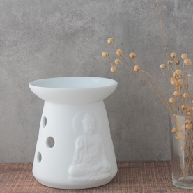 White ceramic Buddha essential oil burner