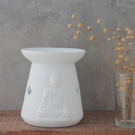 White ceramic Buddha essential oil burner