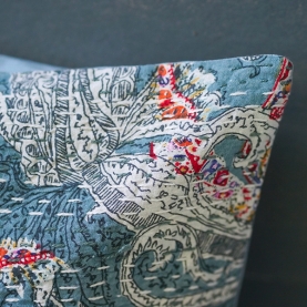 Indian cushion cover Kantha grey L40