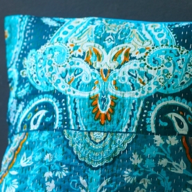 Indian cushion cover Kantha light blue L40