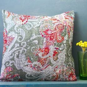 Indian cushion cover Kantha grey L40