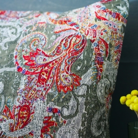 Indian cushion cover Kantha grey L40