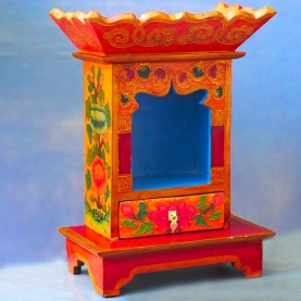 Handcrafted wooden temple Nepalese Altar