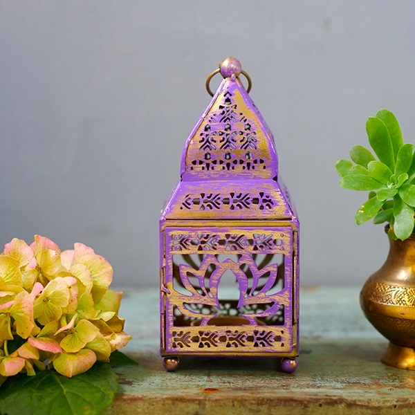 Oriental metal lantern Lotus pink color