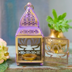Oriental metal lantern Lotus pink color