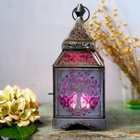 Oriental metal lantern Yoga tree purple color