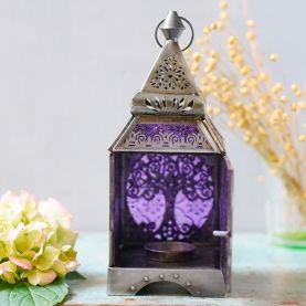 Oriental metal lantern Yoga tree purple color