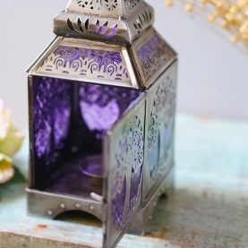 Oriental metal lantern Yoga tree purple color