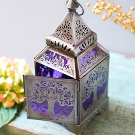 Oriental metal lantern Yoga tree purple color