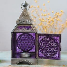 Oriental metal lantern Life flower purple color