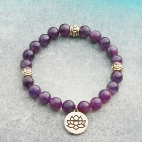 Lotus Mala bracelet amethyst stones