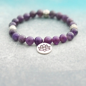 Lotus Mala bracelet amethyst stones
