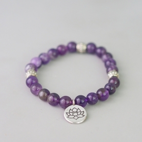 Lotus Mala bracelet amethyst stones