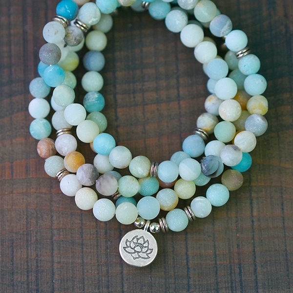 Bracelet ou collier Mala Lotus amazonite