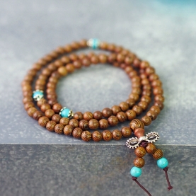 Indian Mala bracelet or necklace wood and Dorje