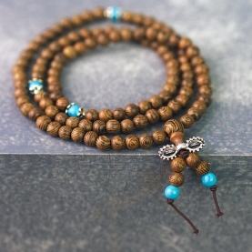 Indian Mala bracelet or necklace wood and Dorje