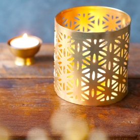 Indian metal candle holder Flower of life