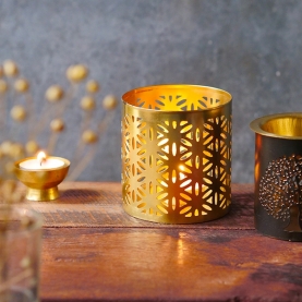 Indian metal candle holder Flower of life