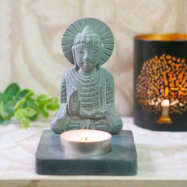 Indian soapstone candle holder Buddha