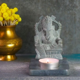 Indian soapstone candle holder Ganesh