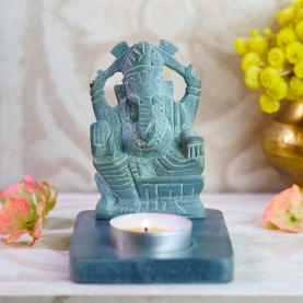 Indian soapstone candle holder Ganesh