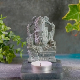 Indian soapstone candle holder Ganesh