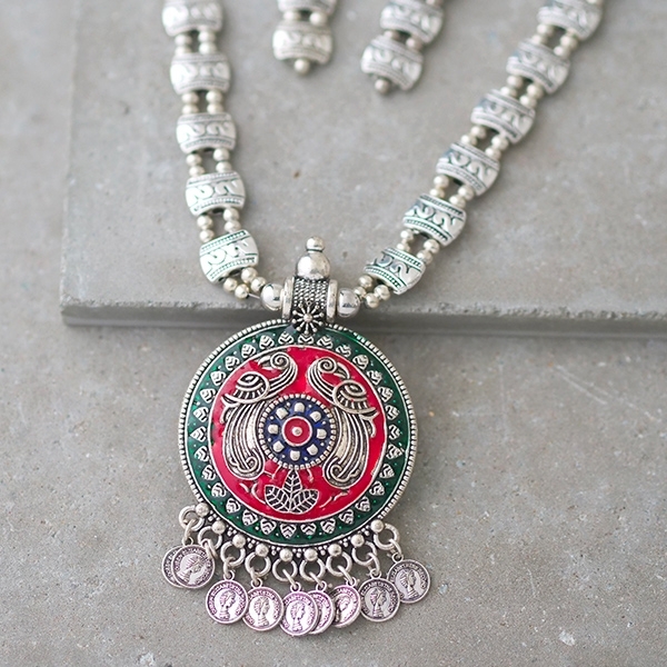 Indian jewelry set ethnic design red and green