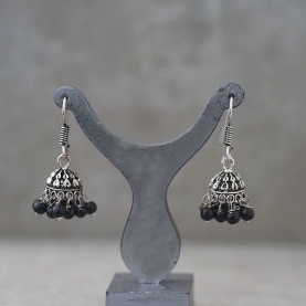 Jhumka Indian earrings small black