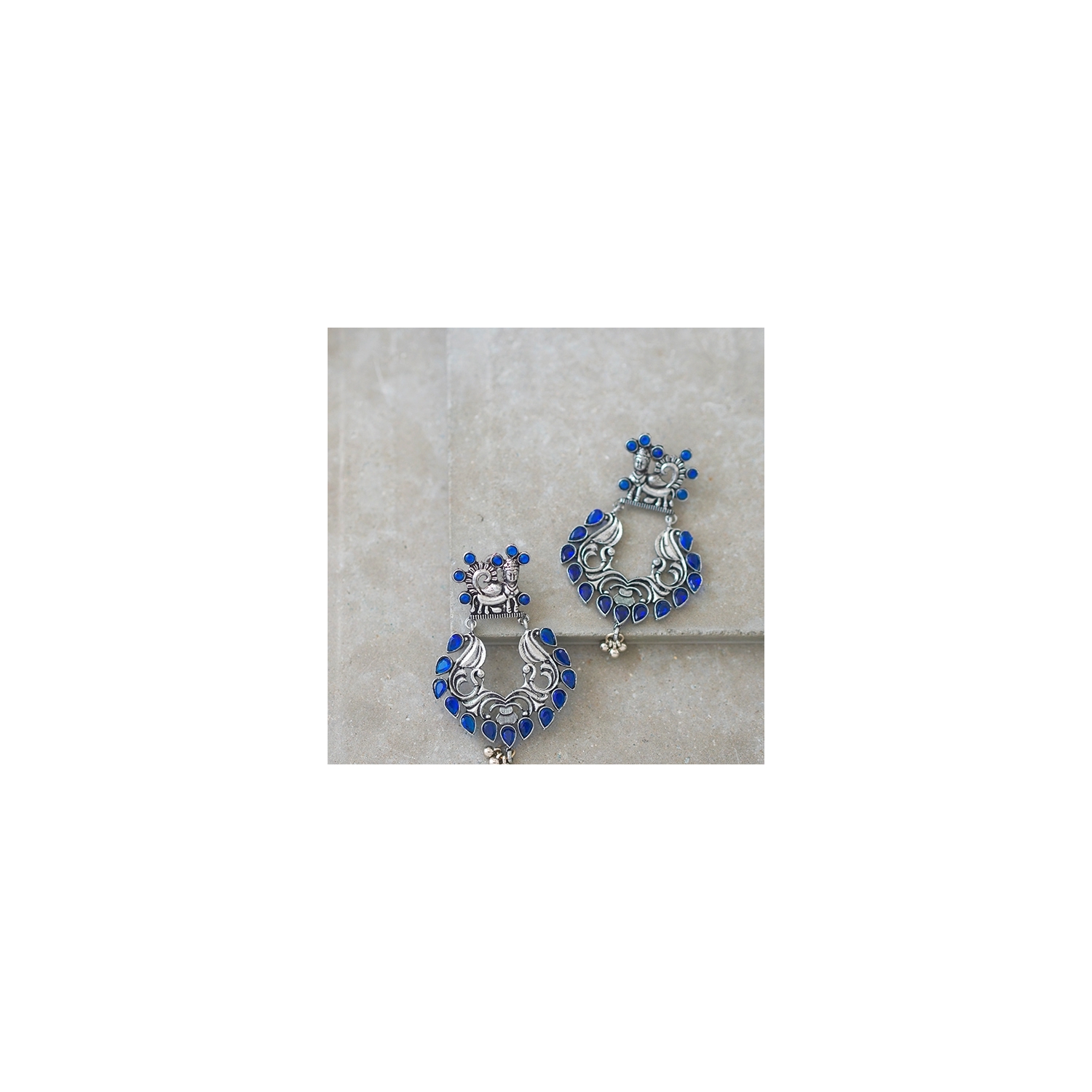 Boucles d'oreilles indiennes thérianthrope bleu