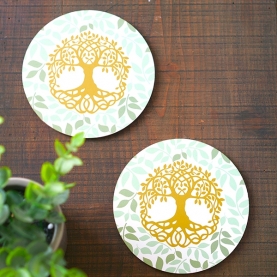 Coasters MDF round Tree of life color x6