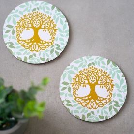 Coasters MDF round Tree of life color x6