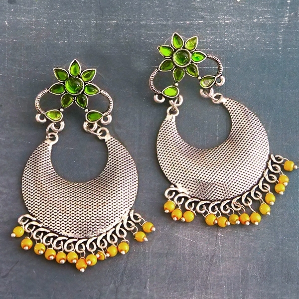 Indian earrings handcrafted flower green