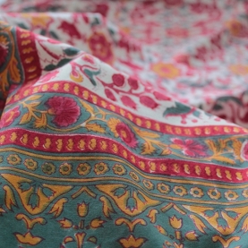 Indian printed bedsheet + pillow Maroon and orange