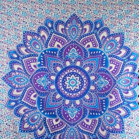 Indian cotton wall hanging Lotus blue and purple