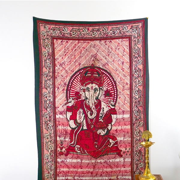 Indian cotton wall hanging Ganesh red color