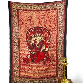 Indian cotton wall hanging Ganesh maroon