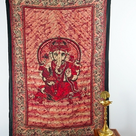 Indian cotton wall hanging Ganesh maroon