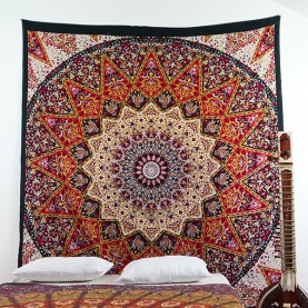 Indian cotton wall hanging Elephants grey