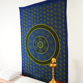 Indian handcrafted cotton wall hanging blue flower