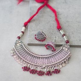 Indian jewelry set ethnic design maroon
