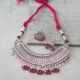 Indian jewelry set ethnic design maroon