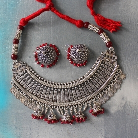 Indian jewelry set ethnic design maroon