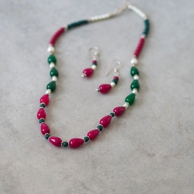 Indian jewelry set ethnic design red and green