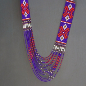Collier de perles indien ethnique violet