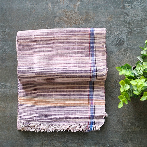 Serviette indienne en coton Khadi violette