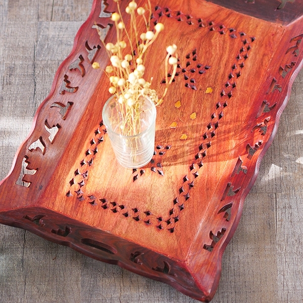Indian handcrafted wooden tray for service